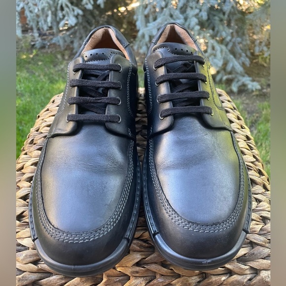 NEW Mens Ecco Fusion II Black Leather Lace-up Moc Toe Oxford Work & Walking Shoe main image 5
